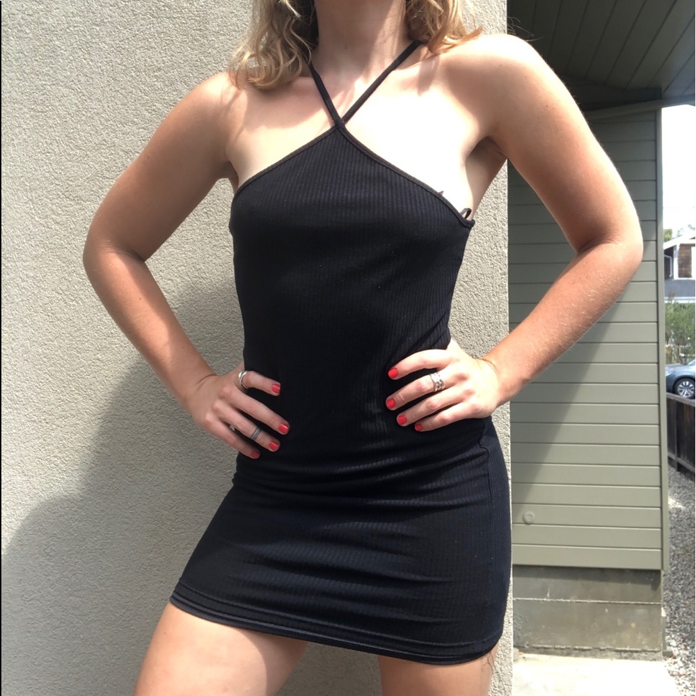 Sexy Ribbed Silence & Noise Little Black Dress